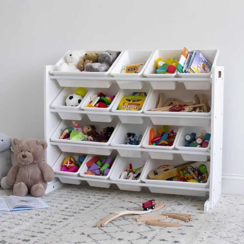 16  Bins Wood Toy Storage Organizer