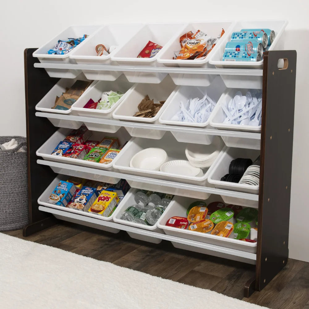 16  Bins Wood Toy Storage Organizer